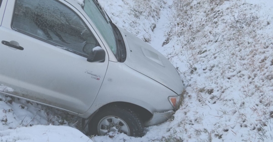 a white car in a snow bank